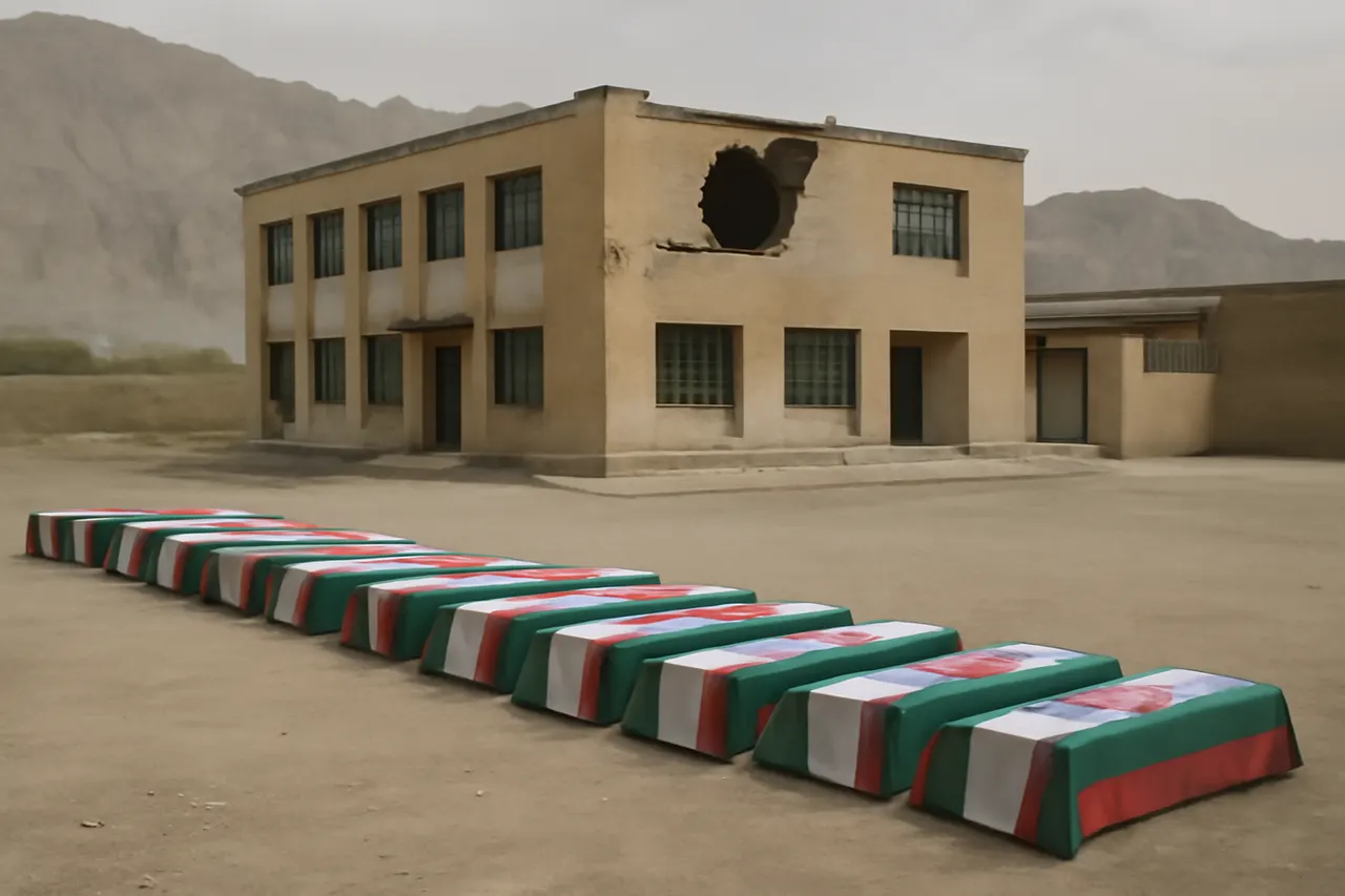 Grounded editorial scene illustrating Funerals were held in Iran for children who died in a US strike on a school in Minab earlier this year.