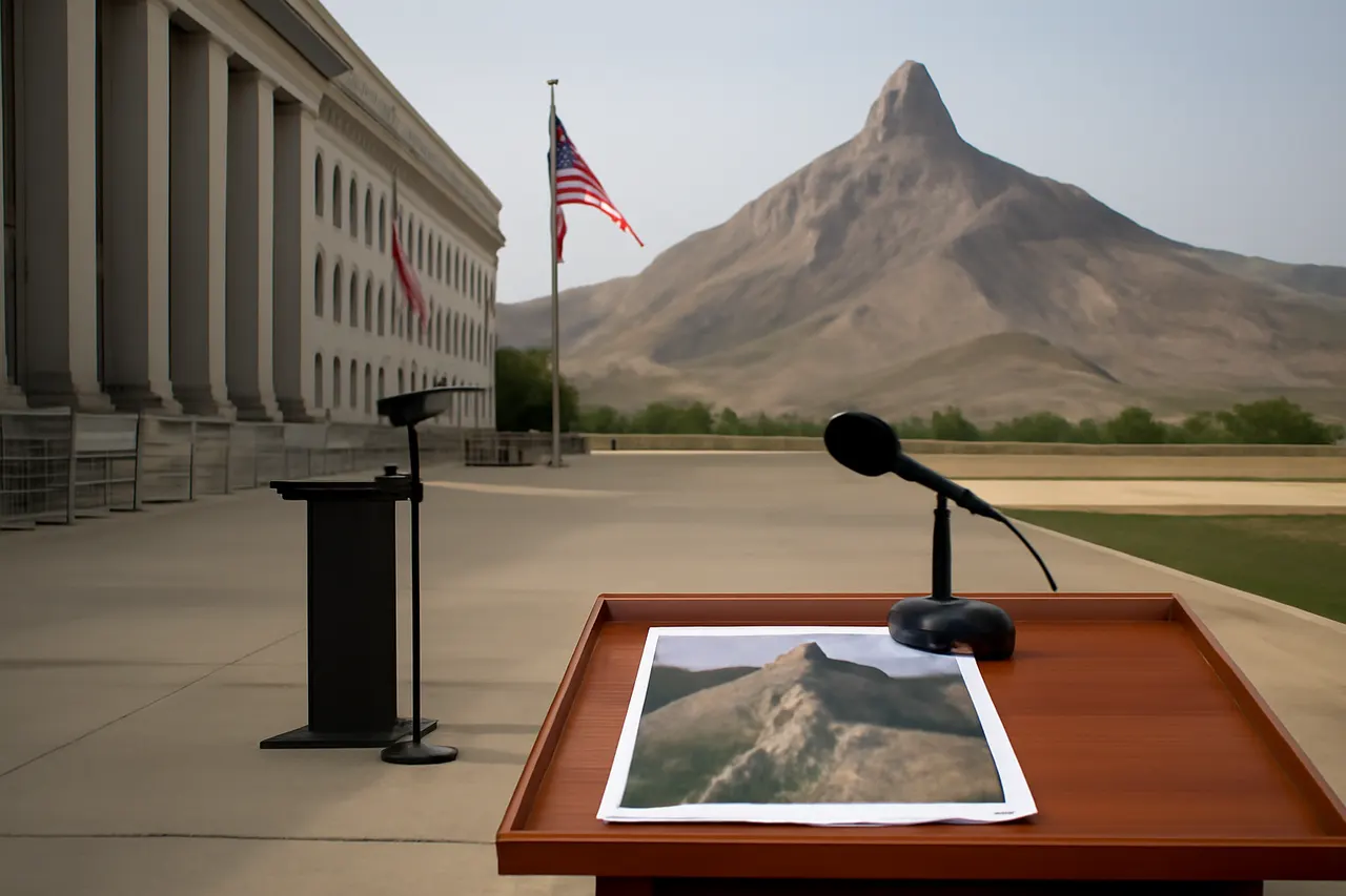Grounded editorial scene illustrating US President Donald Trump threatens heavy bombing of Iranian nuclear site Pickaxe Mountain amid escalating regional conflict.