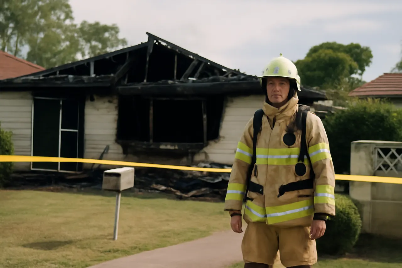 Grounded editorial scene illustrating A blaze in a Logan suburb south of Brisbane on Tuesday afternoon resulted in two deaths, including a woman battling lymphoma and a longtime family friend.