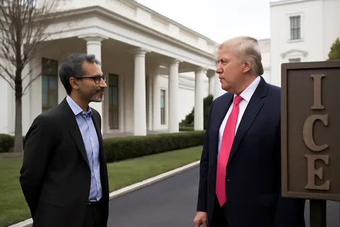 Grounded editorial scene illustrating Despite a cordial meeting with former President Donald Trump, New York City Mayor Zohran Mamdani maintains his stance that ICE should be abolished.