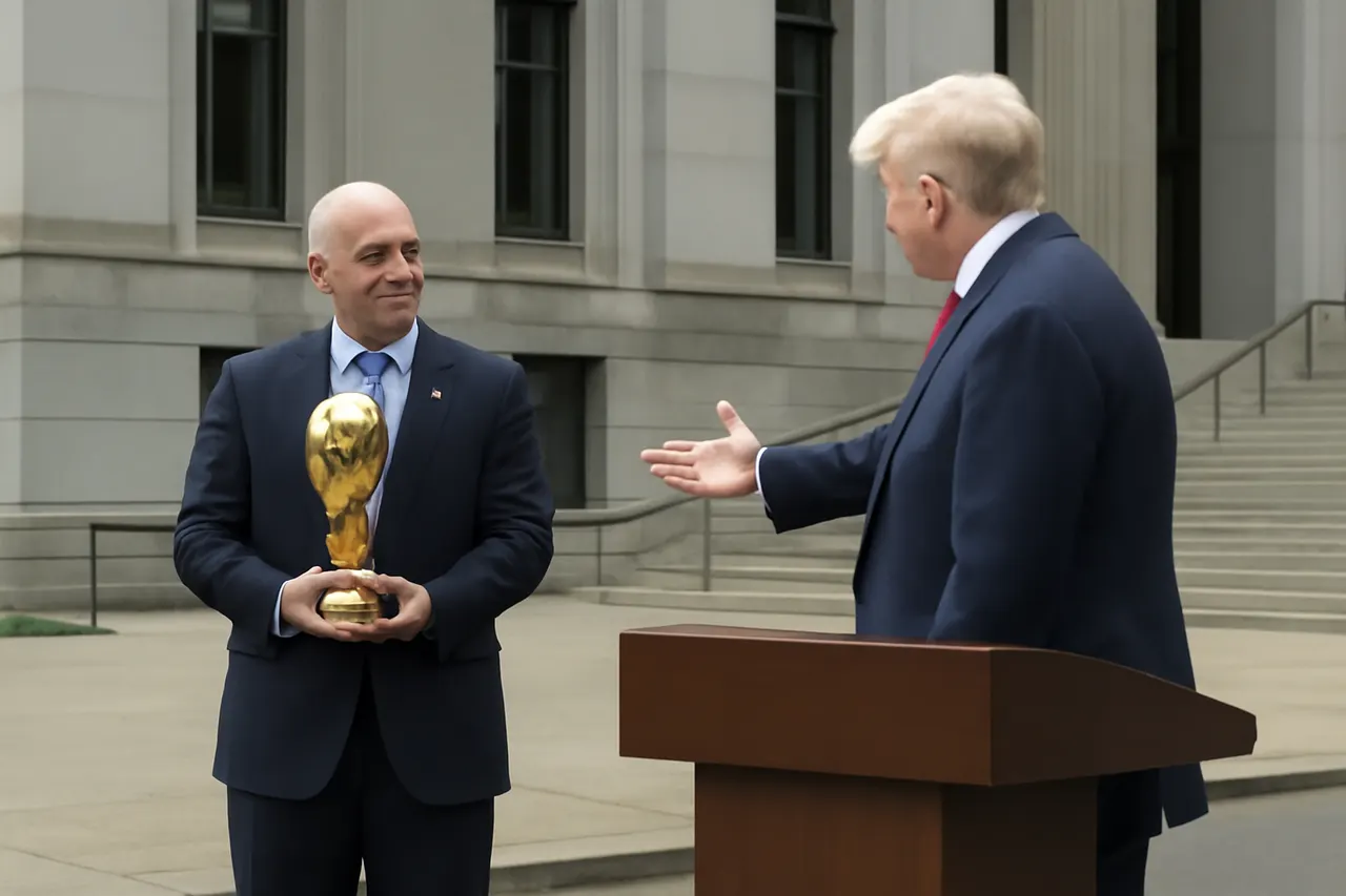 Grounded editorial scene illustrating President Donald Trump reportedly favors FIFA President Gianni Infantino for the United Nations' top post, citing his global respect and unifying leadership.