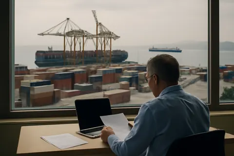 General business and trade setting with a clear real-world economic focal point.