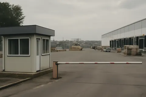Grounded editorial scene illustrating Ukrainian drone strikes target warehouses of Russia’s largest online retailer, injuring eight and prompting evacuations amid ongoing conflict.