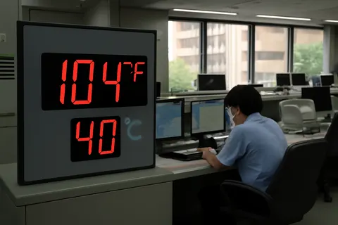 Grounded editorial scene illustrating The Japan Meteorological Agency issues widespread heatstroke alerts amid deadly heatwave, introducing a new warning term for extreme temperatures.