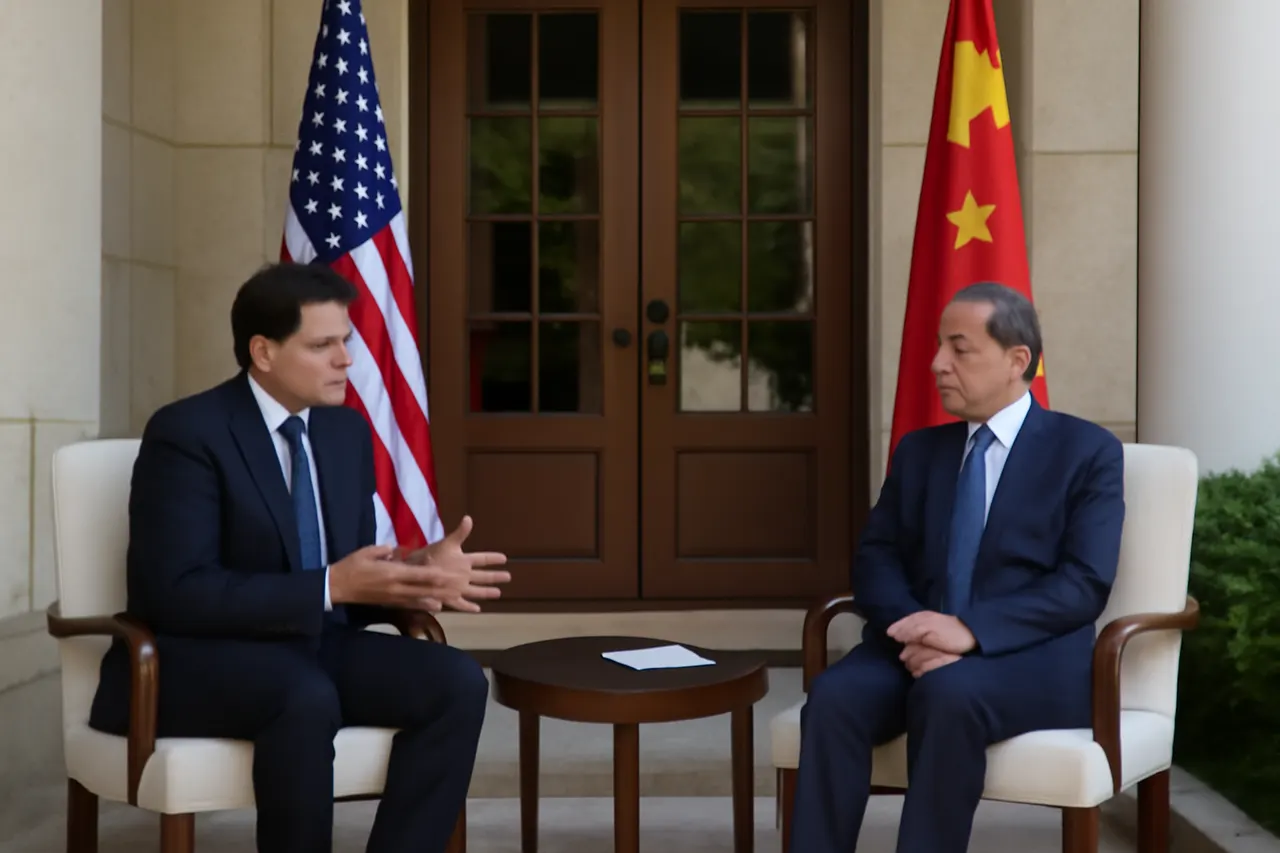 Grounded editorial scene illustrating US Secretary of State Marco Rubio met Chinese Foreign Minister Wang Yi in Manila to prepare for President Xi Jinping’s upcoming visit to Washington in September.