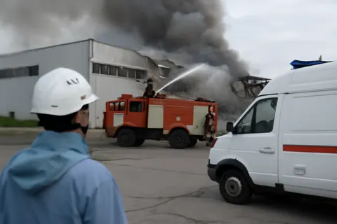 Worker in a modern industrial production or logistics setting.
