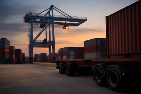 General business and trade setting with a clear real-world economic focal point.