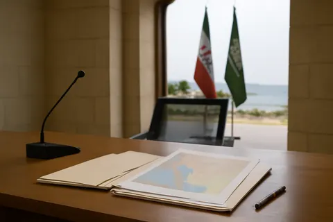 Grounded editorial scene illustrating Iranian-aligned Houthis strike two Saudi oil tankers amid a naval blockade, escalating tensions alongside US military strikes on Iran.