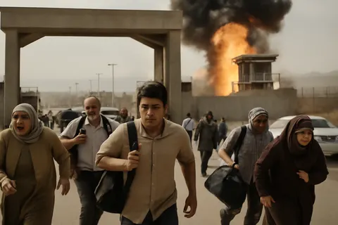 Grounded editorial scene illustrating An attack by US forces on the Iran-Iraq border crossing on July 23, 2026, caused panic among travellers in the area.