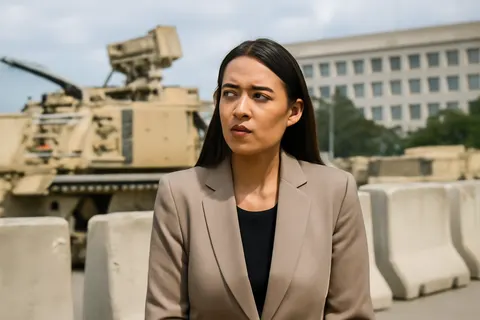 Grounded editorial scene illustrating Alexandria Ocasio-Cortez's assertion that the National Defense Authorization Act merges U.S. military forces with Israel's sparked sharp criticism from Republicans amid a contentious House vote.