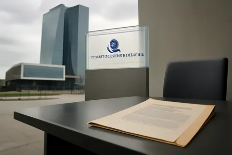 Grounded editorial scene illustrating The European Central Bank maintains current rates while monitoring the inflation impact of rising energy prices due to the ongoing Iran war.