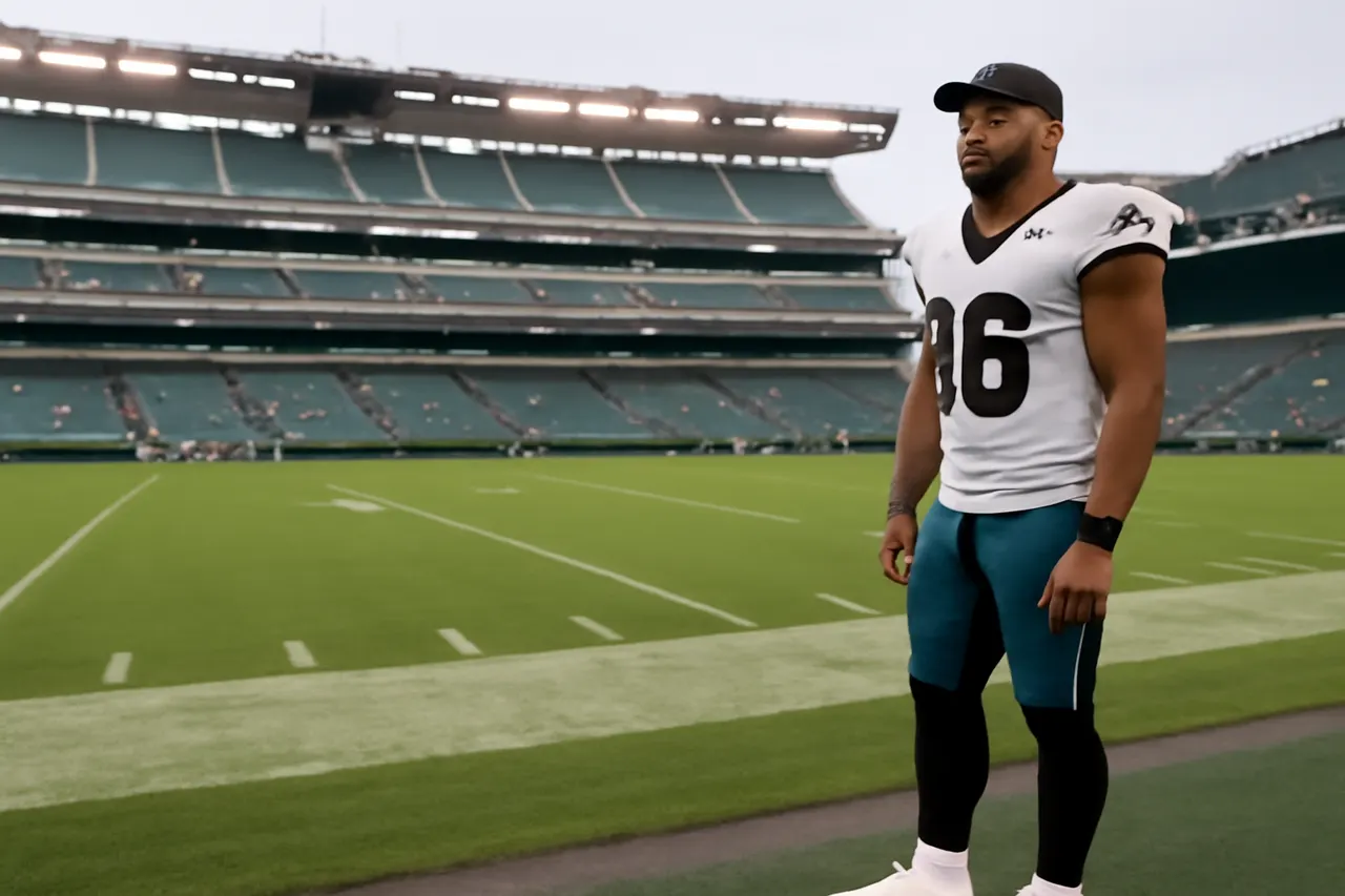 Grounded editorial scene illustrating Following the FIFA World Cup's grass surface mandate at NFL stadiums, Saquon Barkley argues NFL players should have the same playing conditions.