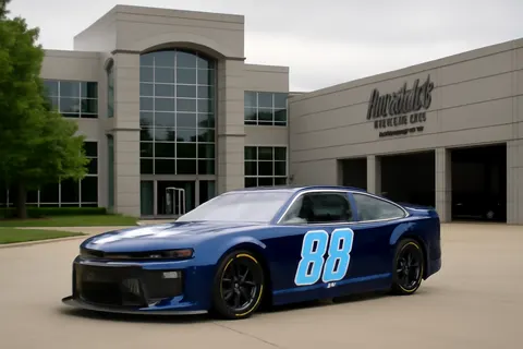 Grounded editorial scene illustrating NASCAR driver Alex Bowman has signed a one-year contract extension with Hendrick Motorsports through 2027 but plans to retire from full-time racing afterward due to the toll of injuries.