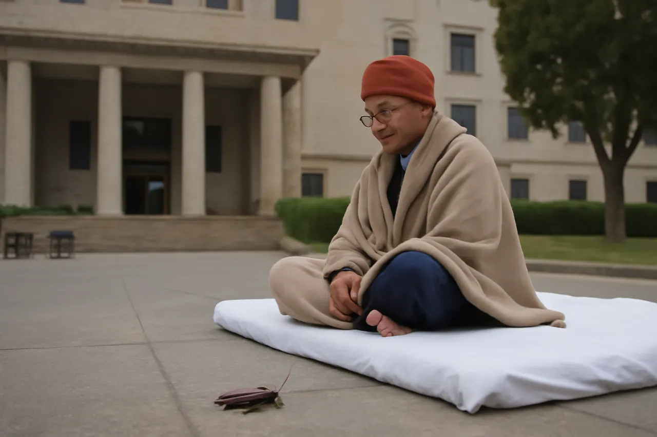 Grounded editorial scene illustrating Sonam Wangchuk concluded a hunger strike that energized one of India's largest recent youth movements, while protesters demand the resignation of the education minister.