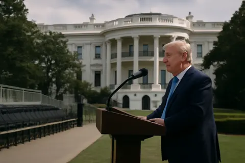 Grounded editorial scene illustrating Nearly three months after a shooting disrupted the annual White House press gala, US President Donald Trump will address the event under heightened security at a new venue.