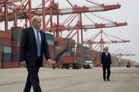 General business and trade setting with a clear real-world economic focal point.