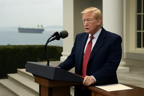 Grounded editorial scene illustrating President Trump warns Iran of intensified U.S. military strikes following attacks on U.S. forces, while the administration’s ultimate goals and conditions for ending the conflict remain undefined.