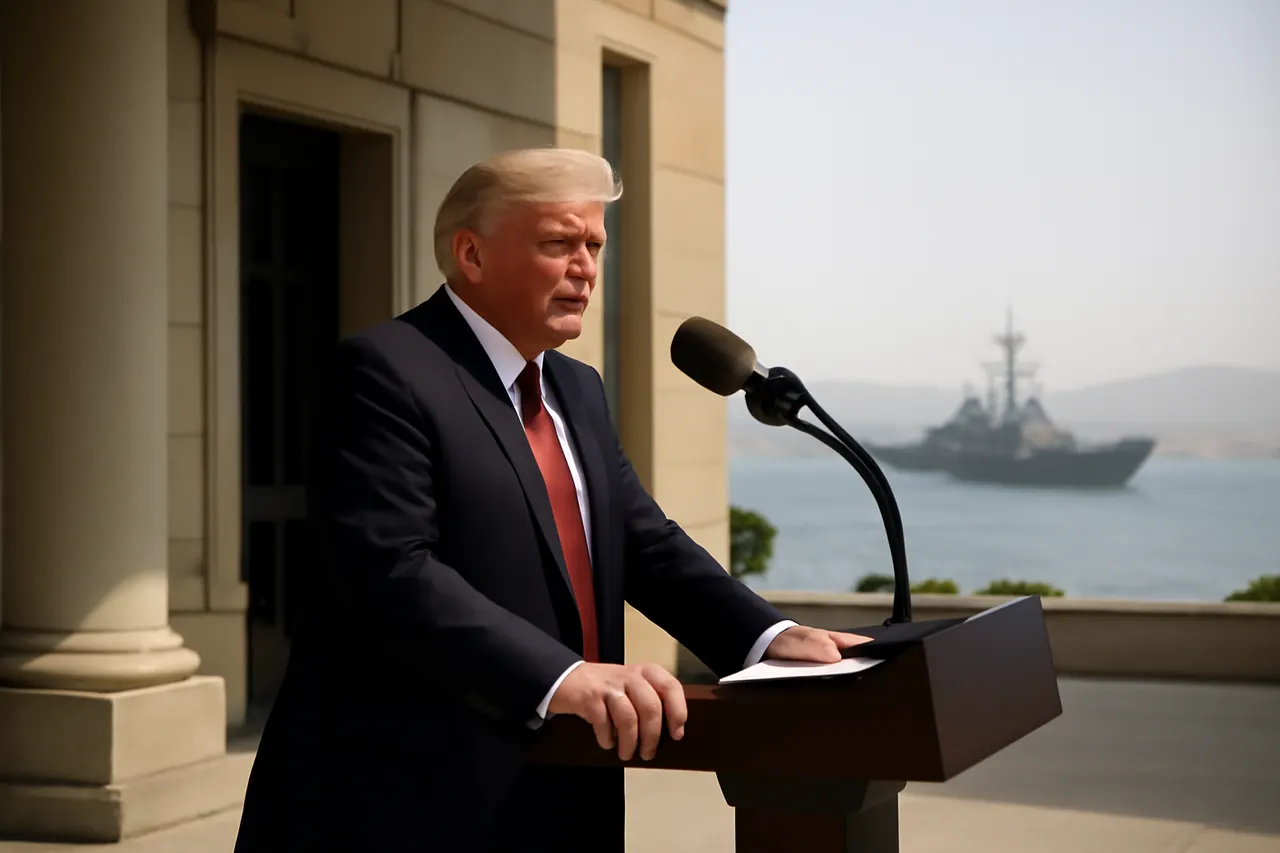 Grounded editorial scene illustrating President Donald Trump warns Iran of intensified U.S. military action following recent attacks, while the administration’s ultimate goals and conditions for ending the conflict remain uncertain.