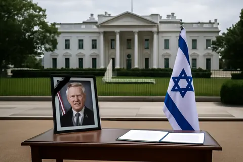 Grounded editorial scene illustrating Israeli Prime Minister Benjamin Netanyahu will visit Washington, D.C. to meet with former President Donald Trump and honor late Senator Lindsey Graham, amid ongoing U.S.-Israel operations against Iran.