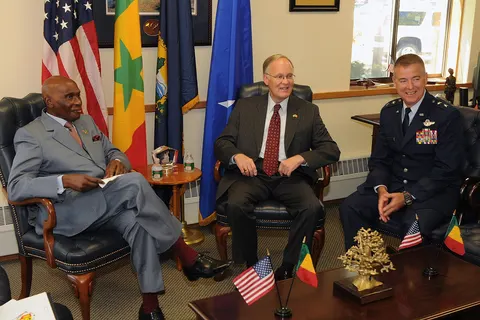 The National Guard State Partnership Program is increasing understanding between African countries and the United States, the president of Senegal said here Sept. 19. “Each country can learn something from another,” President Abdoulaye Wade said in an interview here at the end of a two-day visit to Vermont. “The National Guard … will know better Africa, because to know a country is to know the people. You should have contact with the people. “We have invited the National Guard to Senegal. At any time, they would be welcome.” The West African country is paired with Vermont in the almost 20-year-old, 62-nation National Guard State Partnership Program. The SPP initially focused primarily on former Soviet Bloc countries after the collapse of the Soviet Union. It has expanded into Africa with the establishment of U.S. Africa Command and Defense Department emphasis on building partnership capacity. Wade’s visit here en route to the United Nations in New York included cultural visits and meetings with Vermont Gov. Jim Douglas; Air Force Maj. Gen. Michael Dubie, the Adjutant General of the Vermont National Guard; and other elected and appointed state and local leaders, business executives and private citizens. It was Wade’s second visit to the United States and his first to his nation’s partner state. “I did not know where was Vermont,” Wade said, speaking in English, a second language after his native French, the official language stemming from 19th century French colonization. Senegal gained independence in 1960. “I am very, very happy to be here,” Wade said. “I regret only to have not been here before. … Now I think that beyond the [official partnership], we have an opportunity to establish relations between the Vermont private sector and Senegalese private sector.” The SPP has enriched Wade’s understanding of the United States, he said. “Generally, … we talk only to the federal people,” he said. “I had the opportunity to meet the governor. … I met also the mayor [of Burlington] and the [state legislative] representatives. “From this … I note that the officials of Vermont are very interested in knowing more about Senegal and to establish very good cooperation.” The warmth of Vermont Guardmembers and civilians, the green landscape and the prosperity of the 200,000-plus resident area were all striking to Wade, who quizzed civic leaders about the state’s economic model. “I was wondering how [this] number of people … could create this city which has the same level of development as the great cities of the states,” Wade said. Leaders explained the contribution of business, services and tourism to Vermont’s quality of life, Wade said. “I’m sure that coming back to my country I’ll take benefits from this short experience,” he said. Ambassadors have said that one of the benefits of the SPP – one program among combatant command and State Department tools – is that it establishes long-term relationships at the more personal state level, giving partner nations a better understanding of the United States. An individual state with one or two partnerships can develop closer relations than at the federal level, where government must juggle contacts with 193 sovereign states and additional states with de facto or emerging sovereignty. Vermont’s relationship with Senegal started as a purely military-to-military partnership that Wade characterized as very strong and based on mutual cooperation. Until the partnership’s establishment, the president was unaware of the American National Guard. “This was for me a surprise,” he said. “I did not know that the governor had the National Guard. … I was very impressed by the people. … I was impressed by the presence of women in this army, and the size of [the Guard’s] … military capacity. Senegal’s army will really benefit from cooperation with the [Vermont] National Guard.” Since it’s pairing with Vermont, the Senegalese military has introduced females into the noncommissioned officer ranks and also increased the profile of NCOs, for example by including NCOs in leadership meetings they previously were not invited to attend. The Vermont National Guard has contributed training and experience to Senegal’s army, Wade said. Among the president’s goals, with which he said the SPP can help, are: “First of all, the strengthening of the cooperation with our army,” he said. “We need many things. We need arms, we need trucks … we need training of our soldiers. We need also cooperation between the two armies for military exercises.” Wade also expressed interest in sending members of the Senegalese armed forces to U.S. military schools, and in pilot training. The president wants to improve the education of all Senegalese, he said. “Education is the most important thing we have to do,” he said. “It’s the basis of development. Senegal is the one country in the world that spends 40 percent of its budget on education. … This is to win long-term development.” That level of education spending might not be sustainable because of the need to invest in health and other sectors, he said. The president said he is interested in developing exchanges between Vermont professors and students and their Senegalese counterparts: academic researchers and medical assistance provider and educators. “I believe in research,” Wade said, especially related to agriculture, industry and production. Wade wants to establish stronger relations between Senegal’s emerging private sector and the United States, and increase Senegalese exports and U.S. business investment. The president talked with Vermont leaders about the African Growth and Opportunity Act, a decade-old U.S. initiative that offers tangible incentives to African countries to continue opening their national economies to the world at large and building free markets. Although Senegal is included, “We have not exported to the United States because … the state of our economy do not allow us,” Wade said. “We have not the capacity. … I call Americans … to come to Senegal, to invest in Senegal, to benefit from the AGOA advantages given by their own government.” Wade invited Vermont business leaders to visit Senegal, which he called “the jewel of Africa.” Senegal is also the African country geographically closest to the United States, being merely a seven-hour flight to the capital city of Dakar. Unlike many African nations, Senegal has a convertible currency pegged to the Euro, Wade said. It is a member of the 15-nation, 300-million population Economic Community of West African States. A 94-percent Muslim nation, Senegal, is one of the most stable democracies in Africa, according to the CIA World Factbook. To learn more about U.S. Army Africa visit our official website at <a href=" http://www.usaraf.army.mil " rel="nofollow">www.usaraf.army.mil</a> Official Twitter Feed: <a href=" https://twitter.com/usarmyafrica " rel="nofollow">www.twitter.com/usarmyafrica</a> Official YouTube video channel: <a href=" https://www.youtube.com/usarmyafrica " rel="nofollow">www.youtube.com/usarmyafrica</a>