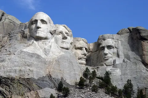 The Mount Rushmore Monument as seen from the viewing plaza.