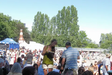 Crowd at Bite of Seattle, an annual food festival held over three days in July in Seattle, Washington, USA