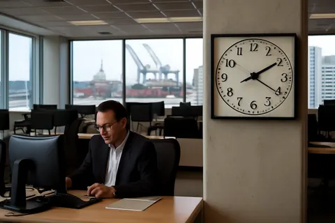 General business and trade setting with a clear real-world economic focal point.