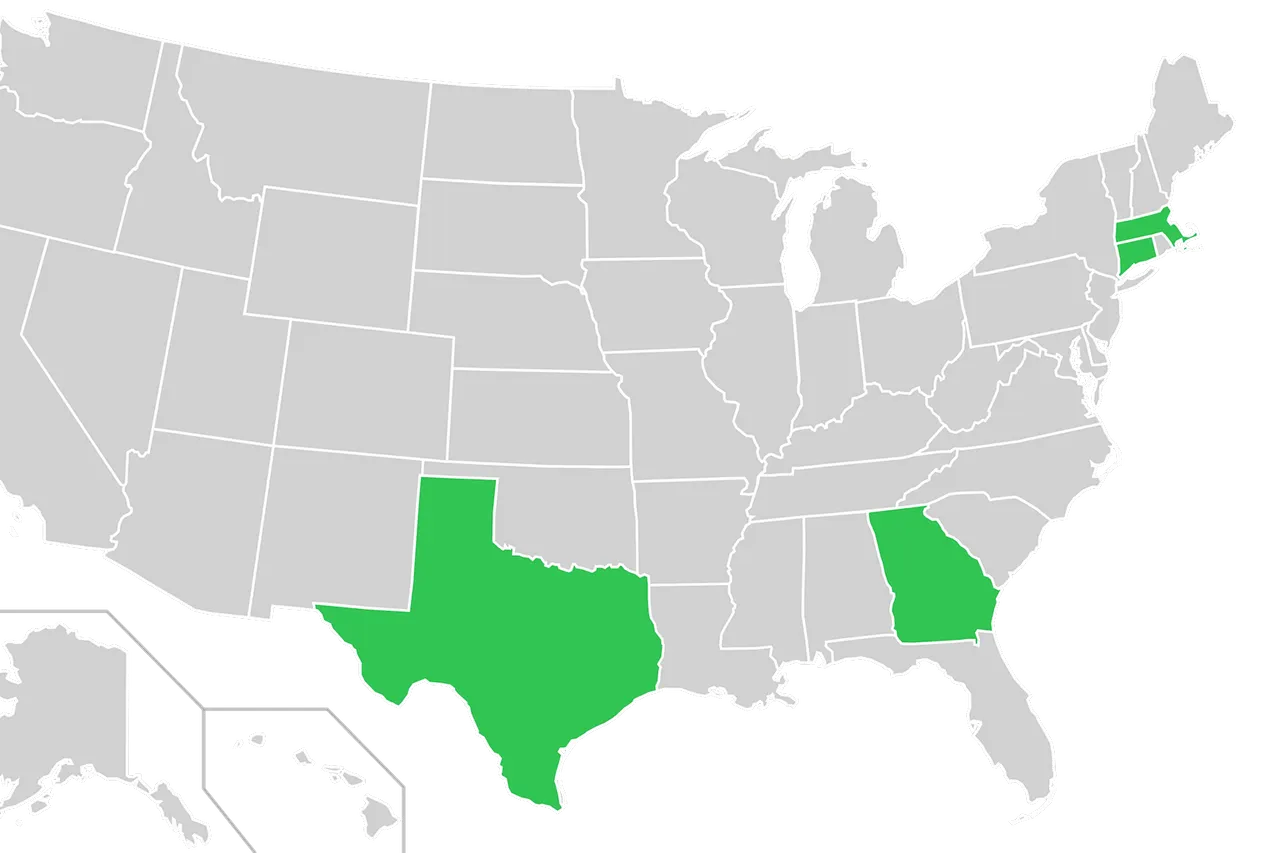 Combined Home States of Greens/Green Party USA and Green Party of the United States Presidential Nominees Locator Map (United States of America).png