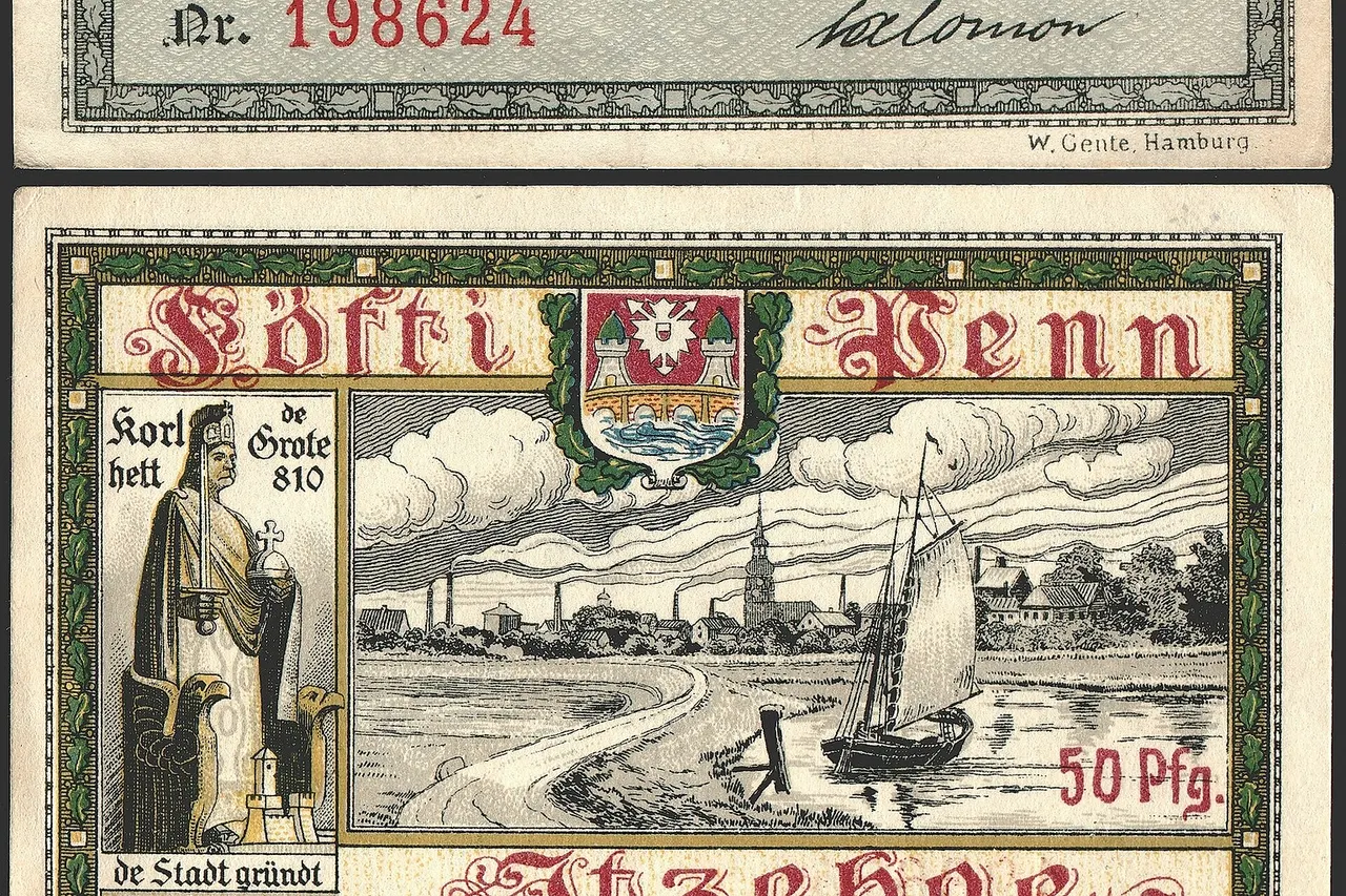 50 Pfennig "Notgeld" banknote of Itzehoe (1918), size: 60 mm x 94 mm.