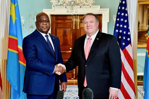 U.S. Secretary of State Michael R. Pompeo meets with Democratic Republic of the Congo President Felix Tshisekedi on the margins of the NATO Ministerial at the U.S. Department of State in Washington, D.C., in Washington, D.C., on April 3, 2019. [State Department photo by Michael Gross/ Public Domain]