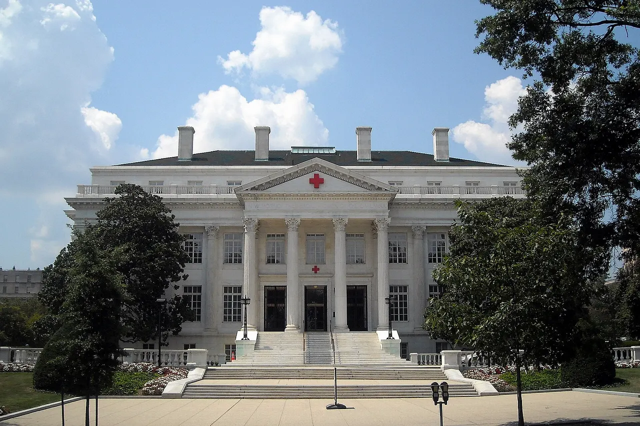 The American Red Cross National Headquarters at 17th and D Streets, NW in Washington, D.C. The building was constructed in 1915 and is an example of Beaux Arts architecture. It was declared a National Historic Landmark in 1965.
