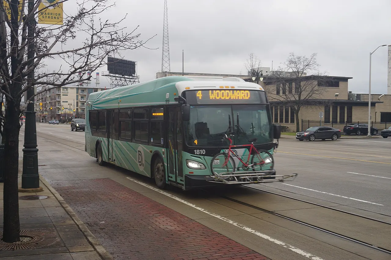 A Detroit Department of Transportation bus in Detroit , Michigan ( United States ).