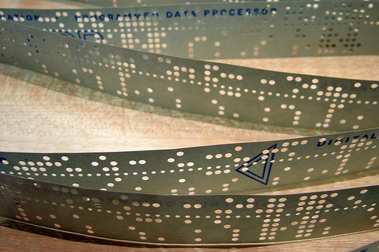 Paper tape used to store data and computer programs in the 1950's