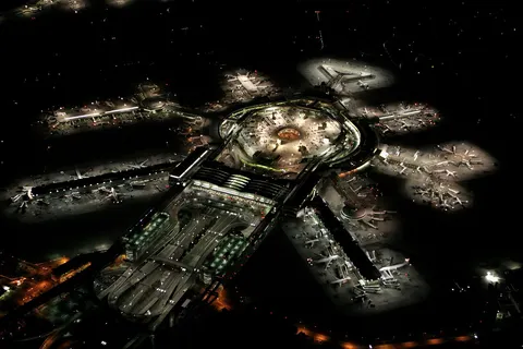 San Francisco Airport (SFO) at night.