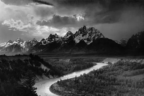 Ansel Adams The Tetons and the Snake River (1942) Grand Teton National Park, Wyoming. National Archives and Records Administration, Records of the National Park Service. (79-AAG-1)