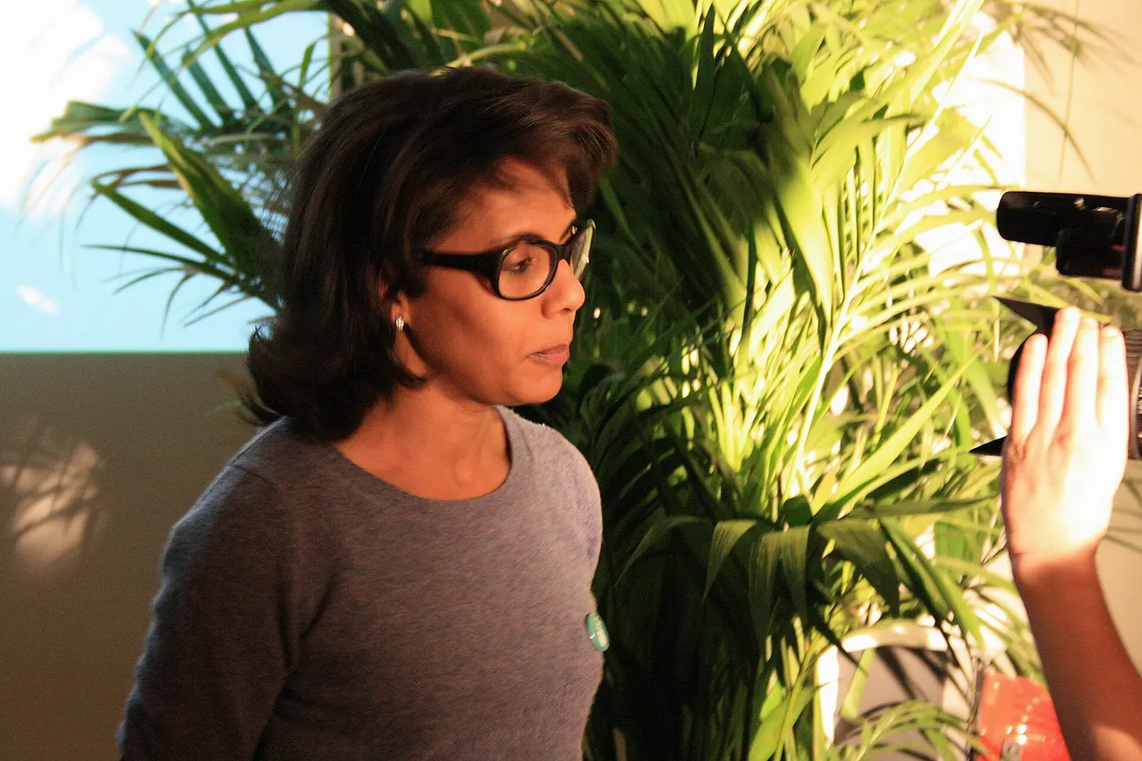 Audrey Pulvar during an interview after the Reporters Without Borders's Net Citoyen award event.