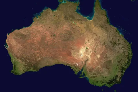 A composed satellite photograph of Australia .