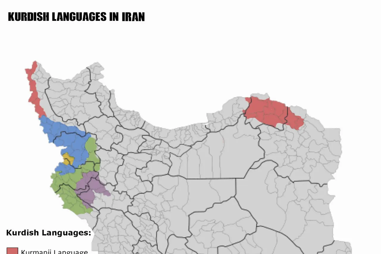 map of kurdish language