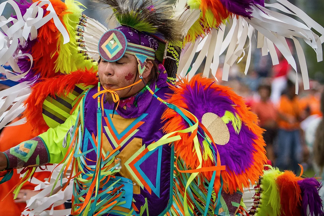 A First Nations dancer performs at the Canada Day celebrations in Calgary, Alberta - 2022