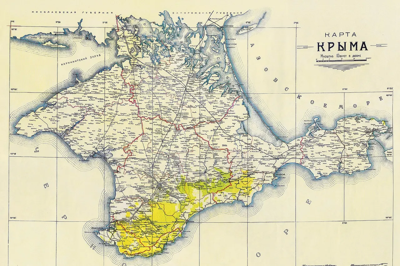 Old Russian map of Crimea