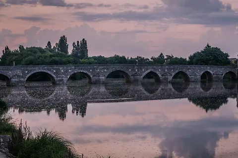 Bridges over the Cher river in Montrichard, Loir-et-Cher, France