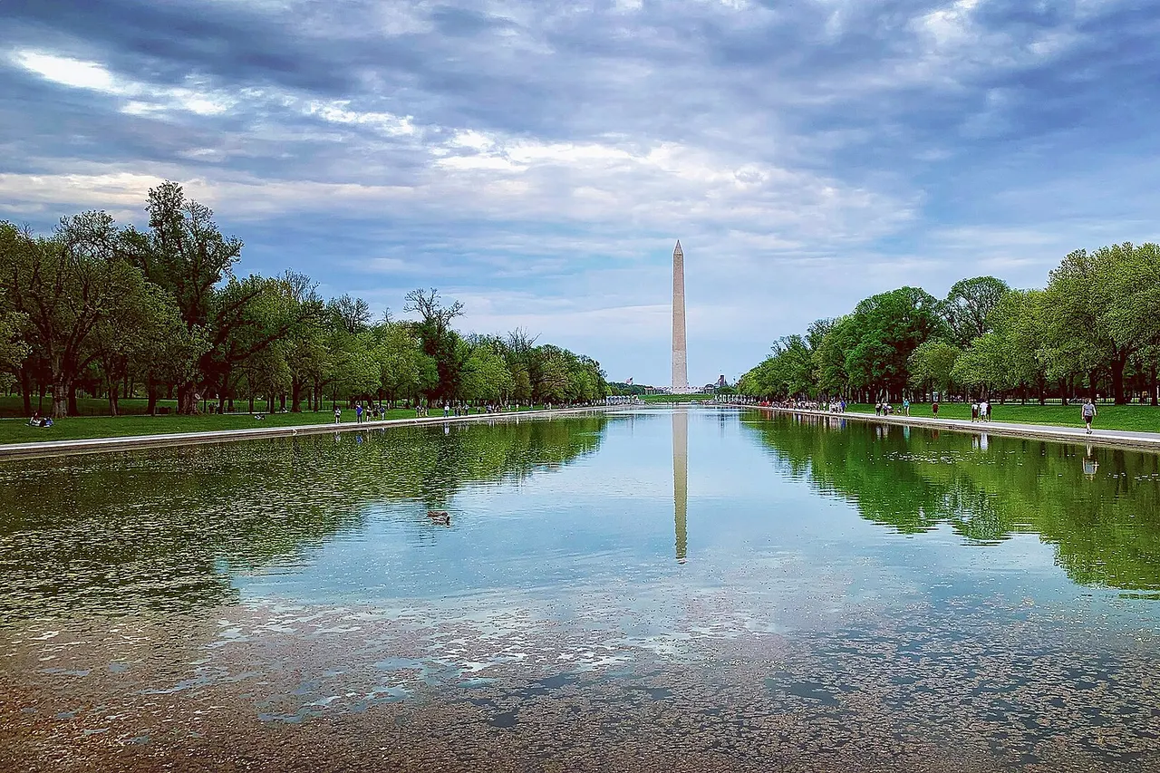 Photo of the Lincoln Memorial Reflecting Pool with The Washington Monument reflecting in the pool on a sunny day
