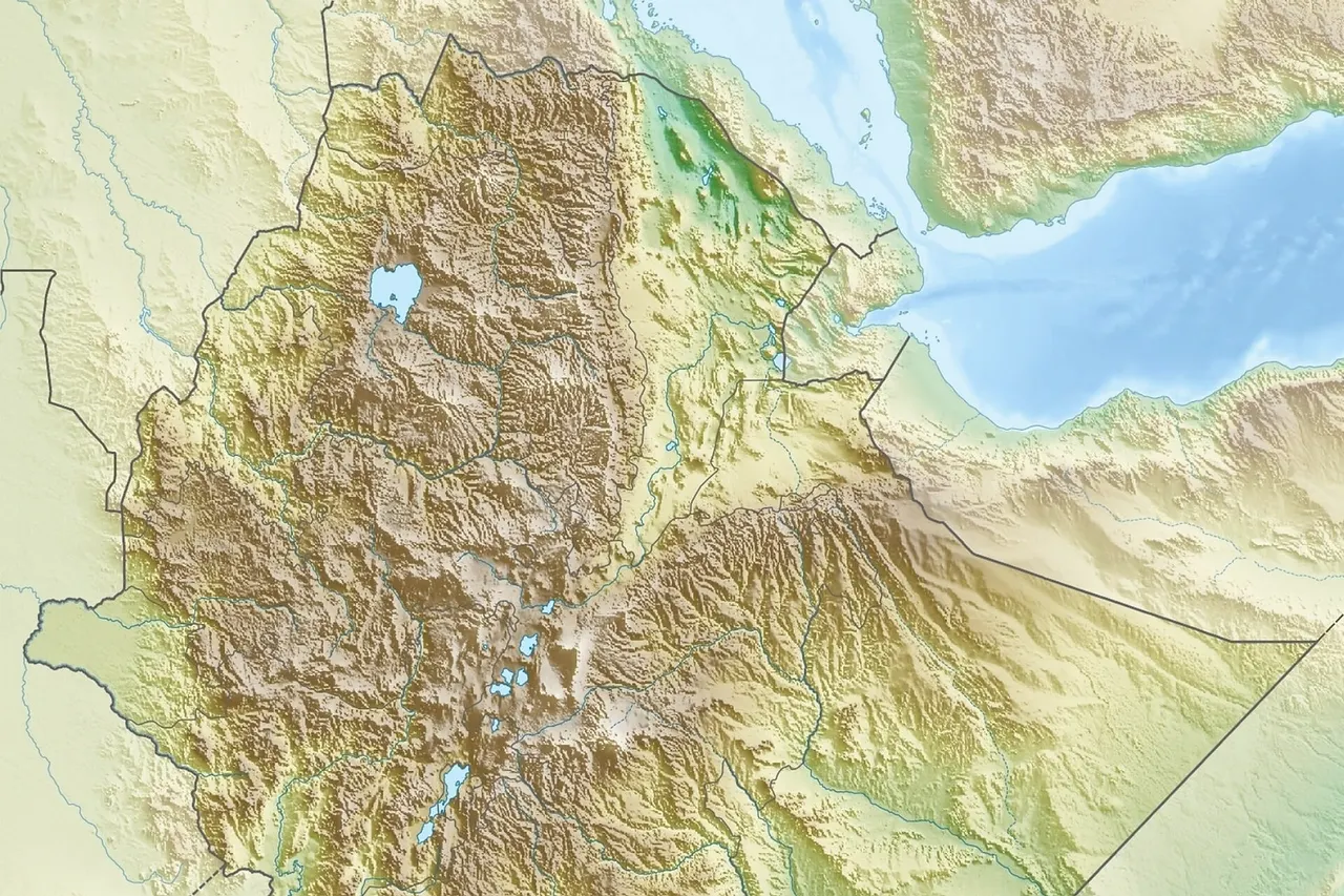 Physical location map of Ethiopia
