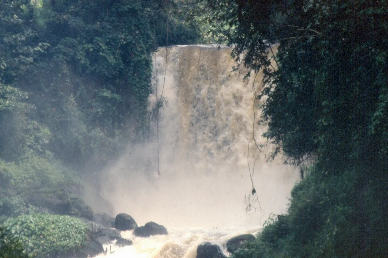 Waterfall in the Virunga National Park. The Virunga National Park (formerly Albert National Park) lies from the Virunga Mountains, to the Rwenzori Mountains, in the eastern Democratic Republic of Congo, bordering Volcanoes National Park in Rwanda and Rwenzori Mountains National Park in Uganda.
