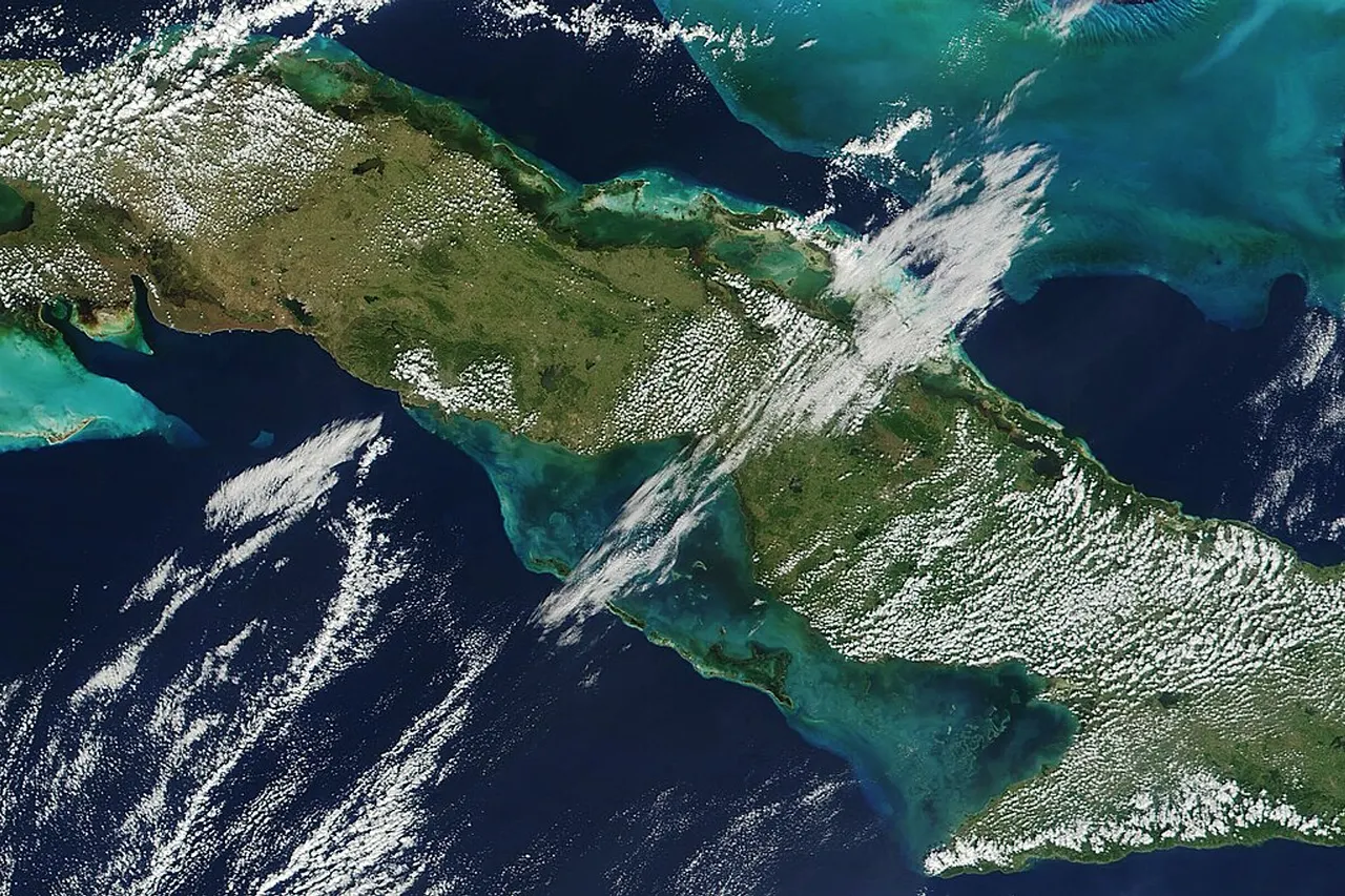 Satellite image of Cuba in November 2001.
