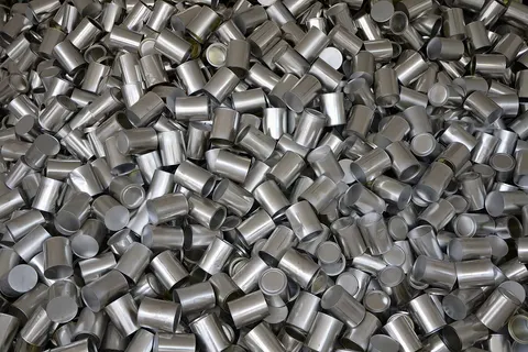 Heap of cans, symbolizing unrestrained consumption, outside the South Korea Pavilion of Expo 2015 in Milan.