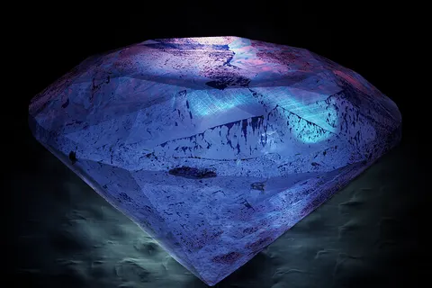 Cathodoluminescence image of a diamond. SEM TESCAN MIRA3. Field of view = 3,45 mm