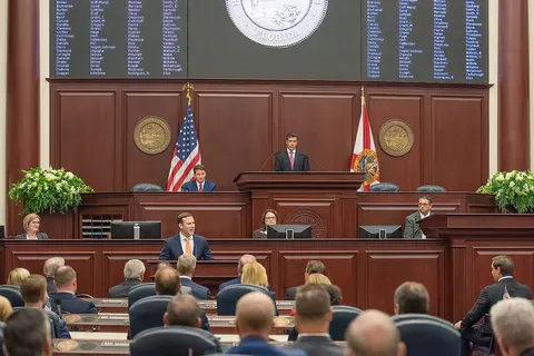 Rep. Chris Sprowls, R-Palm Harbor, offers remarks to the House Republican Conference after being elected Republican Leader-designate and assuming the title of Speaker-designate on September 17, 2019