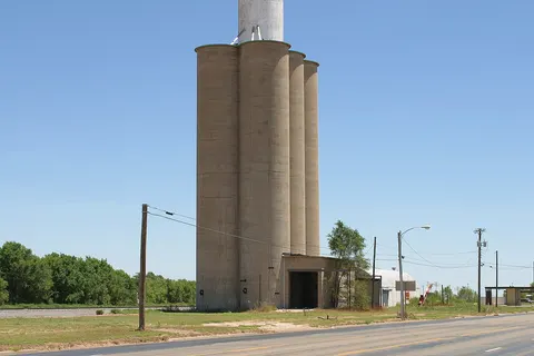 Grain elevator in the West Texas town of Sudan, Texas .