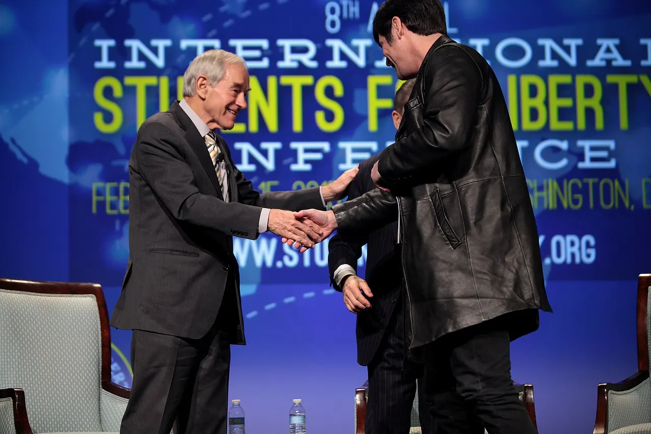 Former U.S. Congressman Ron Paul, Judge Andrew Napolitano and Nick Gillespie speaking at the 2015 International Students for Liberty Conference at the Marriott Wardman Park Hotel in Washington, D.C. Please attribute to Gage Skidmore if used elsewhere.